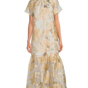 Sugarlips Gold Brocade & Cream Maxi Dress